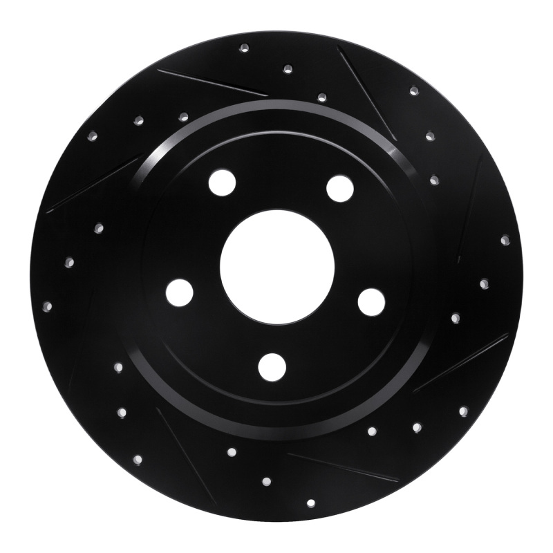 Dodge Durango Brake Rotor (1) - Rear Right - R1 Concepts - Drilled & Slotted - Black - `11-`22